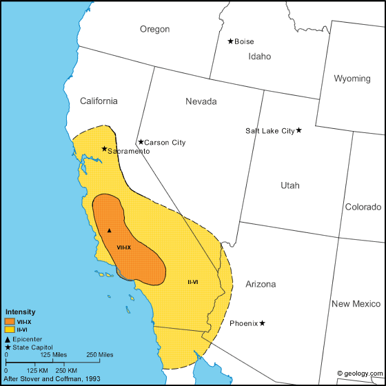 recent earthquakes in california. of Recent Earthquakes Map